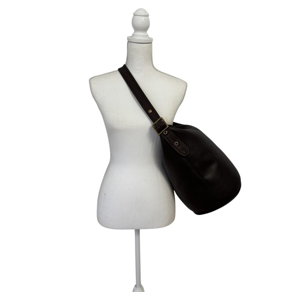 Vintage Coach Duffel Sac Bucket Bag Dark Brown Leather Brass 9085 Large Hobo - Picture 7 of 16